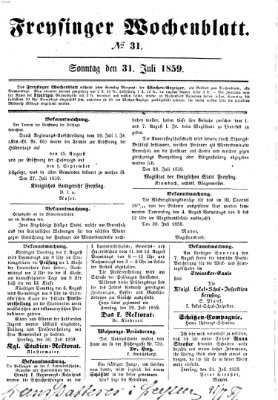 Freisinger Wochenblatt Sonntag 31. Juli 1859