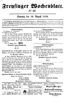 Freisinger Wochenblatt Sonntag 14. August 1859