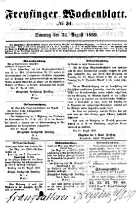 Freisinger Wochenblatt Sonntag 21. August 1859