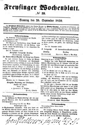 Freisinger Wochenblatt Sonntag 25. September 1859