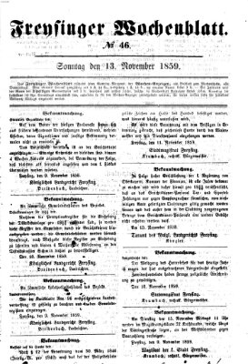 Freisinger Wochenblatt Sonntag 13. November 1859