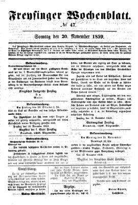 Freisinger Wochenblatt Sonntag 20. November 1859