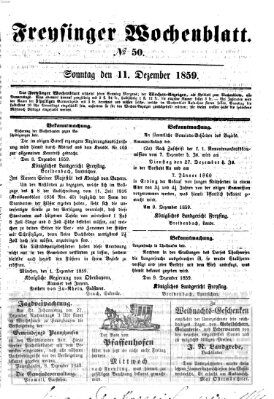 Freisinger Wochenblatt Sonntag 11. Dezember 1859