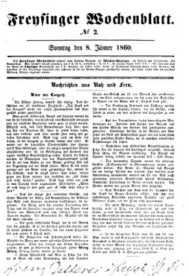 Freisinger Wochenblatt Sonntag 8. Januar 1860