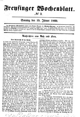 Freisinger Wochenblatt Sonntag 15. Januar 1860