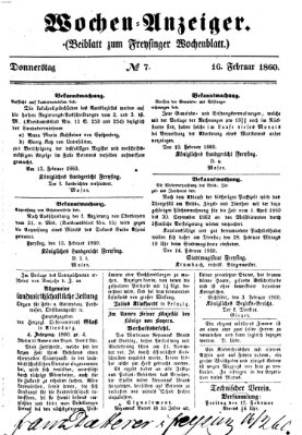 Freisinger Wochenblatt Montag 6. Februar 1860