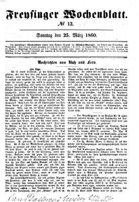 Freisinger Wochenblatt Sonntag 25. März 1860