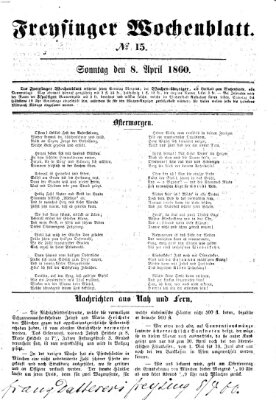 Freisinger Wochenblatt Sonntag 8. April 1860