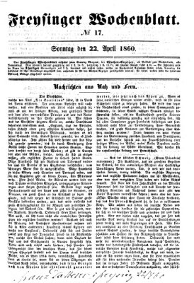 Freisinger Wochenblatt Sonntag 22. April 1860