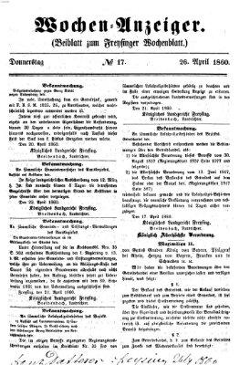 Freisinger Wochenblatt Donnerstag 26. April 1860