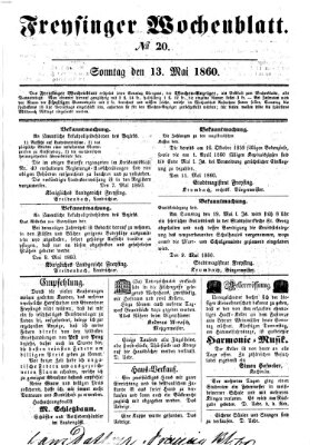 Freisinger Wochenblatt Sonntag 13. Mai 1860