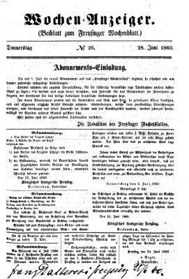 Freisinger Wochenblatt Donnerstag 28. Juni 1860