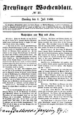 Freisinger Wochenblatt Sonntag 1. Juli 1860