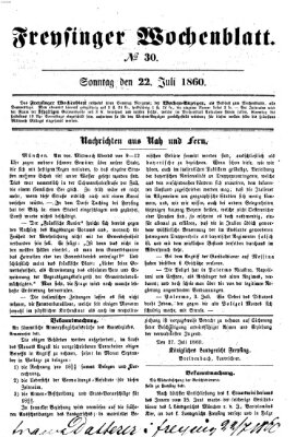 Freisinger Wochenblatt Sonntag 22. Juli 1860