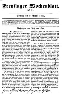 Freisinger Wochenblatt Sonntag 5. August 1860