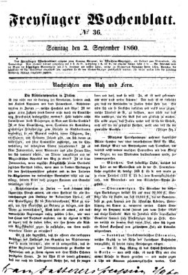 Freisinger Wochenblatt Sonntag 2. September 1860