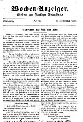 Freisinger Wochenblatt Donnerstag 6. September 1860