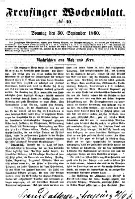 Freisinger Wochenblatt Sonntag 30. September 1860