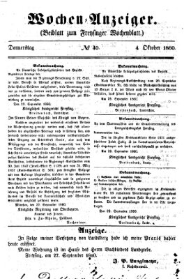 Freisinger Wochenblatt Donnerstag 4. Oktober 1860