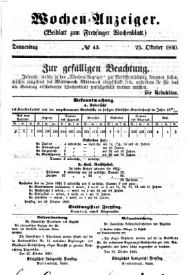 Freisinger Wochenblatt Donnerstag 25. Oktober 1860