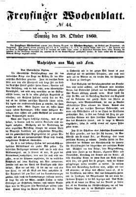 Freisinger Wochenblatt Sonntag 28. Oktober 1860