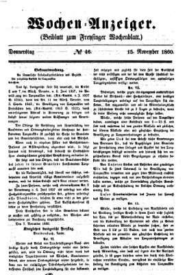 Freisinger Wochenblatt Donnerstag 15. November 1860