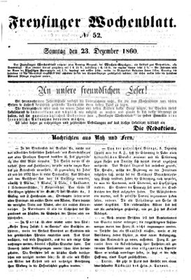 Freisinger Wochenblatt Sonntag 23. Dezember 1860