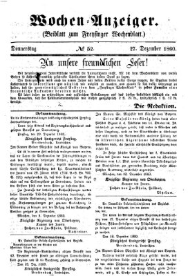 Freisinger Wochenblatt Donnerstag 27. Dezember 1860