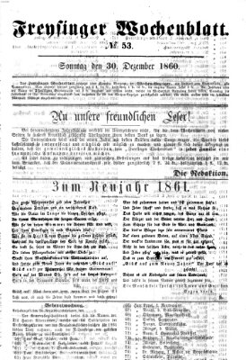 Freisinger Wochenblatt Sonntag 30. Dezember 1860