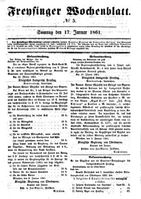 Freisinger Wochenblatt Donnerstag 17. Januar 1861