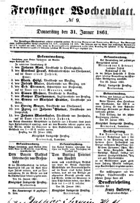 Freisinger Wochenblatt Donnerstag 31. Januar 1861