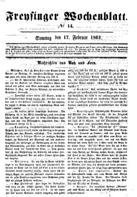 Freisinger Wochenblatt Sonntag 17. Februar 1861