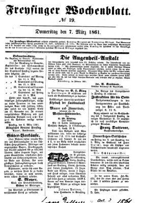 Freisinger Wochenblatt Donnerstag 7. März 1861