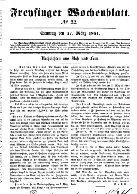 Freisinger Wochenblatt Sonntag 17. März 1861