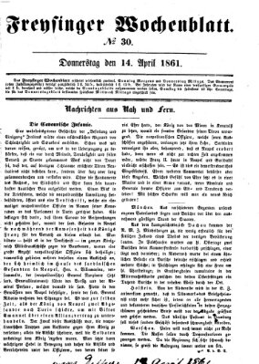 Freisinger Wochenblatt Sonntag 14. April 1861