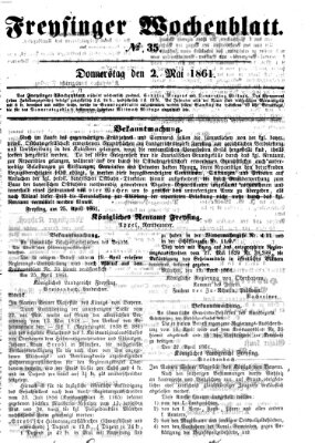 Freisinger Wochenblatt Donnerstag 2. Mai 1861