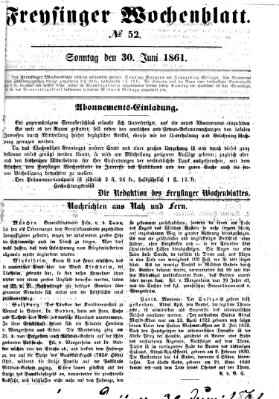 Freisinger Wochenblatt Sonntag 30. Juni 1861