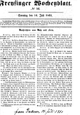 Freisinger Wochenblatt Sonntag 14. Juli 1861