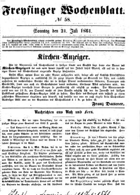 Freisinger Wochenblatt Sonntag 21. Juli 1861