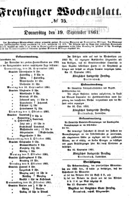 Freisinger Wochenblatt Donnerstag 19. September 1861