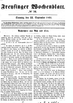 Freisinger Wochenblatt Sonntag 22. September 1861