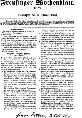 Freisinger Wochenblatt Donnerstag 3. Oktober 1861