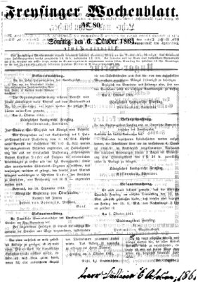 Freisinger Wochenblatt Sonntag 6. Oktober 1861