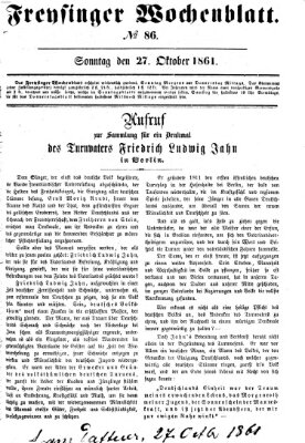 Freisinger Wochenblatt Sonntag 27. Oktober 1861