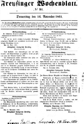 Freisinger Wochenblatt Donnerstag 14. November 1861