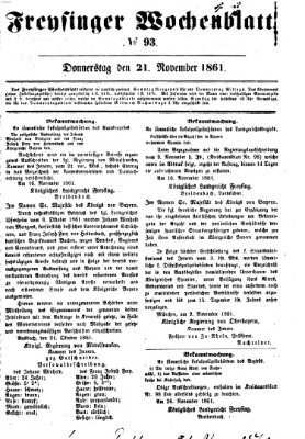 Freisinger Wochenblatt Donnerstag 21. November 1861