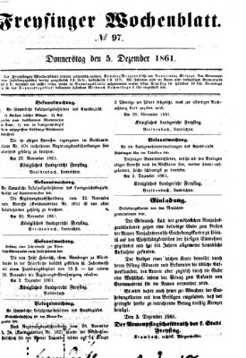 Freisinger Wochenblatt Donnerstag 5. Dezember 1861