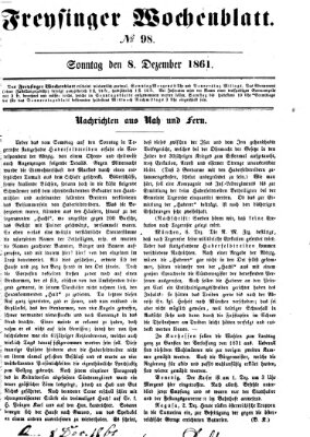 Freisinger Wochenblatt Sonntag 8. Dezember 1861