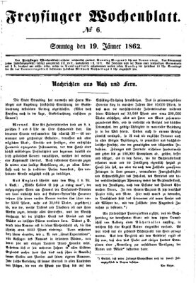 Freisinger Wochenblatt Sonntag 19. Januar 1862