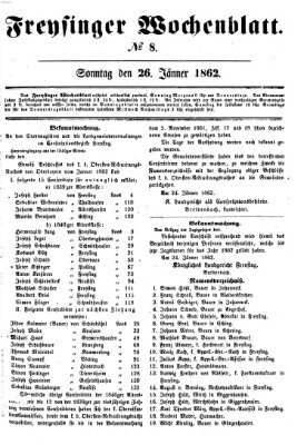 Freisinger Wochenblatt Sonntag 26. Januar 1862